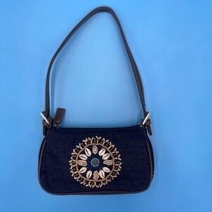 Vintage Shell Beaded Denim Mini Bag